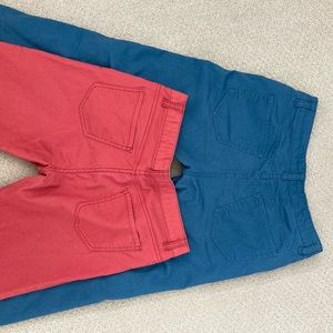 2 Pairs Colored Skinny Jeans Pink & Teal Blue